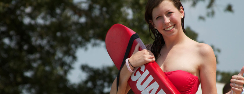 Anna (10 yrs at camp) lifeguards at the Critter Pond.