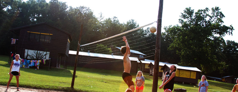 Sand Volleyball - learn or excel….campers at Huawni crave volleyball. Tori (7 yrs at camp) vollies during an after supper pick up game.